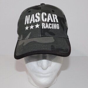 NASCAR RACING hat / baseball cap Gray Black Camo Adjustable strapback